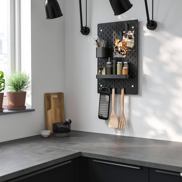SKÅDIS Pegboard combination, black, 14 ¼x22 "