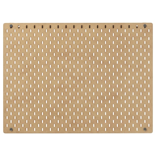 SKÅDIS pegboard in natural wood with evenly spaced holes for versatile wall or desk organisation.