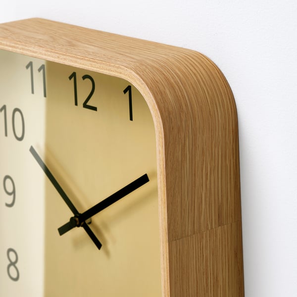 SKOGSSVALA Wall clock, oak veneer, 9 ½x9 ½ "