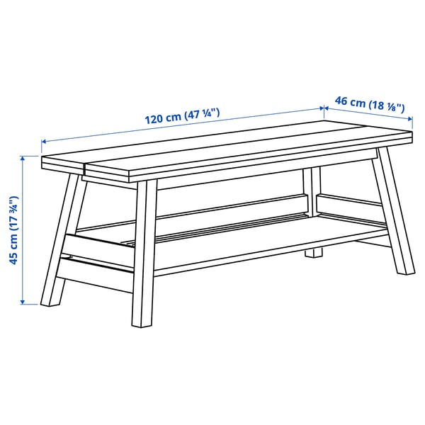 Illustration with measurements for the product: SKOGSTA.