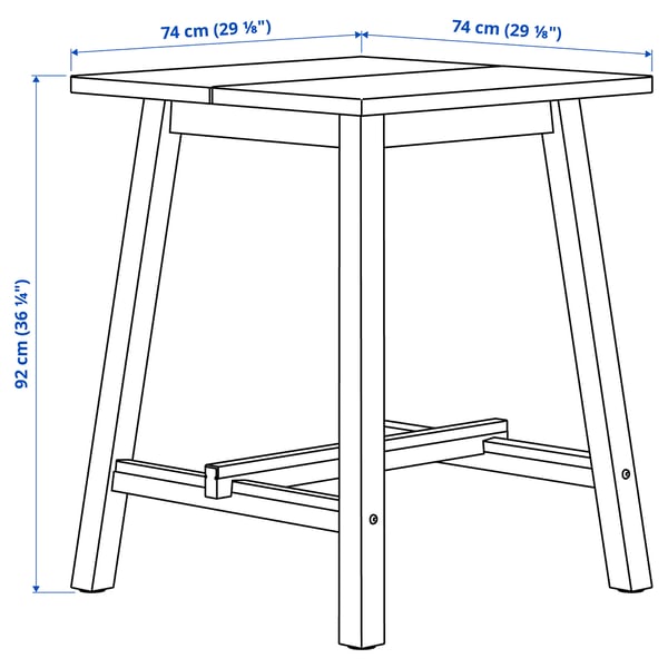 SKOGSTA Table, counter height acacia/black, 29 1/8x29 1/8 "