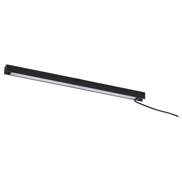 A black SKYDRAG led lighting strip, slim, rectangular, made of aluminium and plastic, designed for under-cabinet lighting.