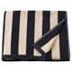 An SLÅNHÖSTMAL towel: black and white stripes, rectangular shape, soft cotton material.