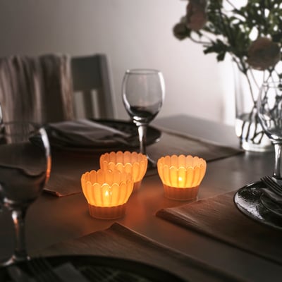 SMÅNÄCKROS Tealight holder, white, 2 ¼ "