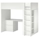SMÅSTAD loft bed: white, wooden, l-shape, desk, drawers, shelves.