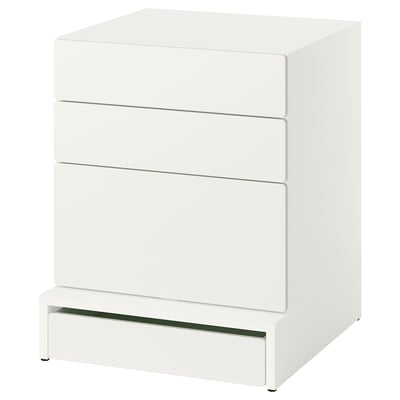 A white SMÅSTAD chest of drawers with three drawers for children.