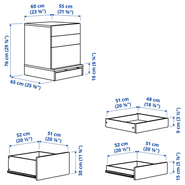 Illustration with measurements for the product: SMÅSTAD.