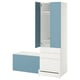 Ikea SMÅSTAD blue/white storage: wardrobe, drawers, bench, shelves, wire basket, soft-close doors.