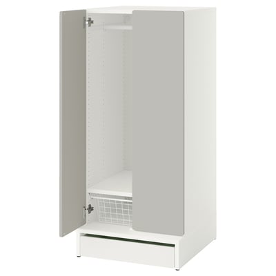SMÅSTAD white kids wardrobe, open, adjustable shelves and hangers, soft-close doors.