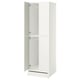 This image shows a white ikea SMÅSTAD wardrobe with open doors, revealing a spacious interior with adjustable shelves and a soft-close mechanism.