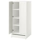 A white SMÅSTAD cabinet with one door open, revealing three shelves and a soft-close hinge.