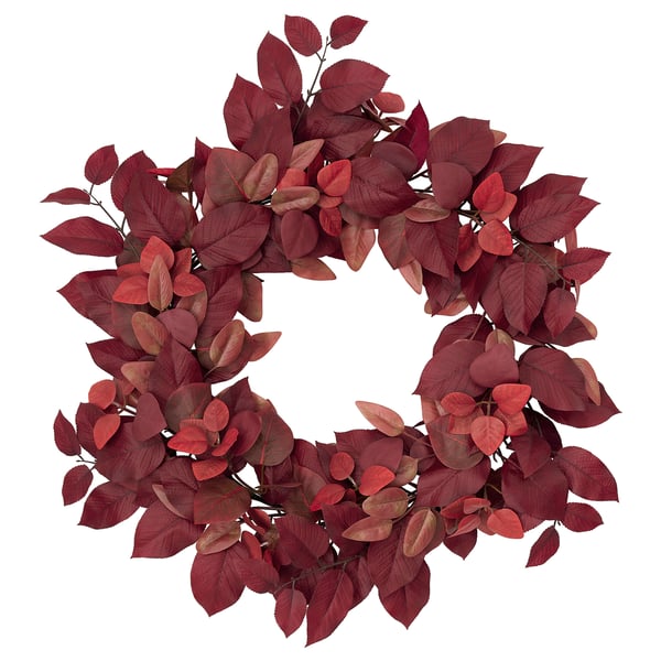 SMYCKA Artificial wreath, indoor/outdoor red, 25 ½ "