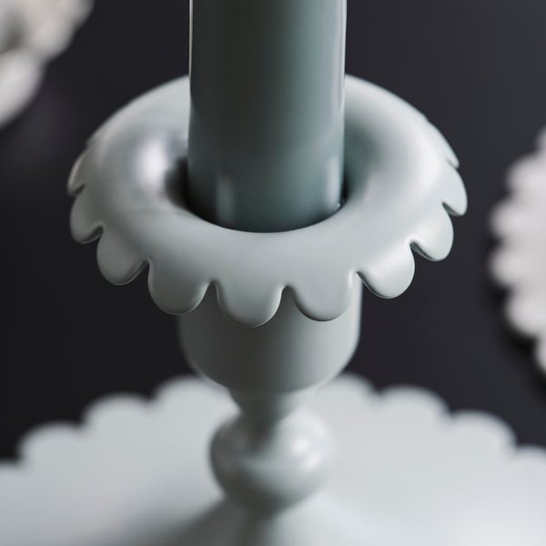 SNÖSISKA Candlestick, pale gray-green, 3 ½ "