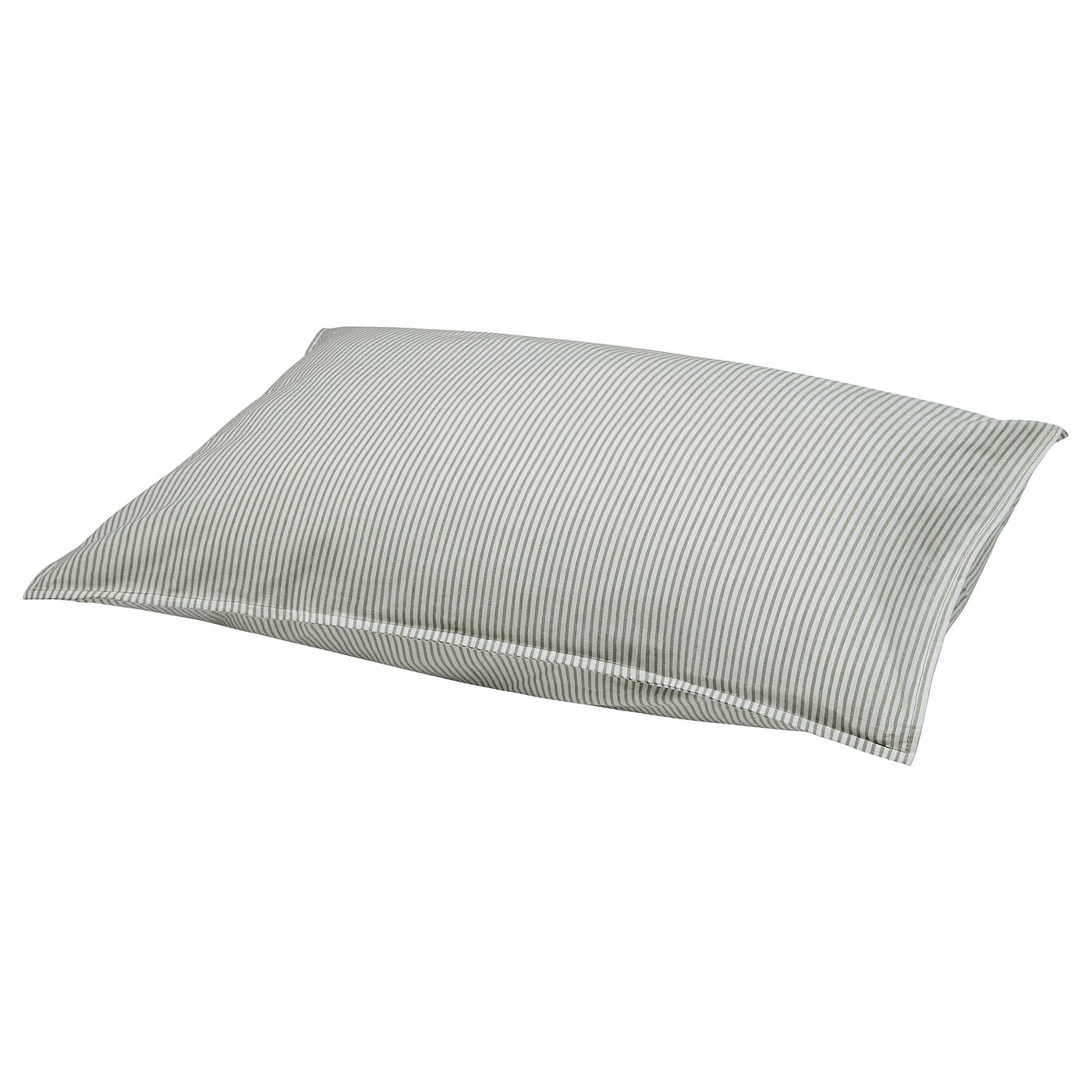 A SOLFIBBLA cotton pillow. It is rectangular, light grey with thin white stripes, and appears soft and comfortable.