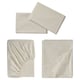 SOLFIBBLA bed sheet set: beige, striped cotton, rectangular, includes flat & fitted sheets, pillowcases.