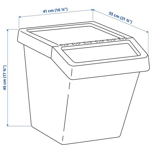 Illustration with measurements for the product: SORTERA.