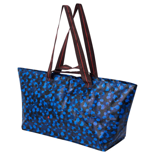 SPJUTSÖ Bag, blue patterned, 7x17 ¾x11 "/6 gallon