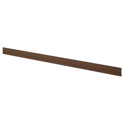 Dark brown ash veneer kitchen plinth, rectangular, simple design.