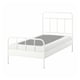 Stjarnö white metal bed frame, sleek design with curved headboard & footboard, clean lines.