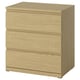 A light brown STORKLINTA chest of drawers with three drawers, smooth lines, and integrated handles.