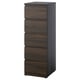 STORKLINTA tall chest with five drawers, dark brown finish, sleek modern design.