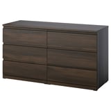 Storklint 6-drawer chest, modern, brown, fiber/particleboard, simple handles, ample storage.