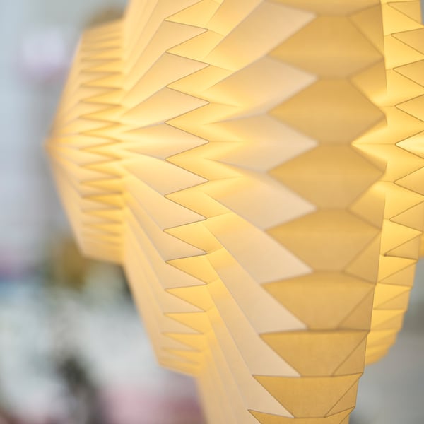 STRÅLA Lamp shade, paper pleated/star white, 22 "