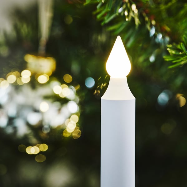 STRÅLA LED candle, clip-on battery operated/black