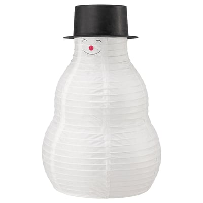 STRÅLA LED table decoration, battery operated/snowman white