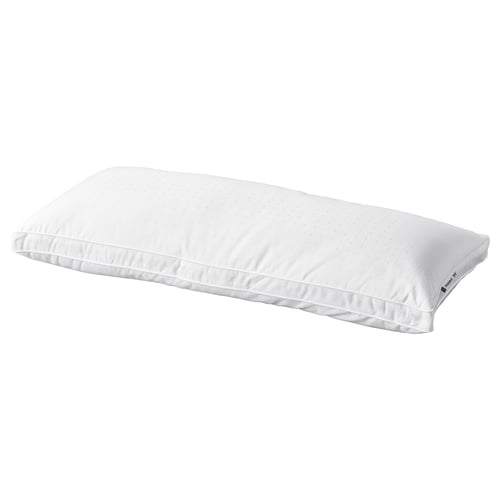 STRANDMOLKE pillow, white, soft cotton, rectangular, supportive core, fluffy outer filling, double piping.