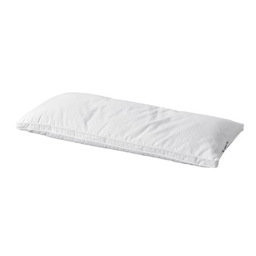 STRANDMOLKE pillow, white. Soft cotton cover, supportive recycled hollow fibre core. Rectangular shape with double piping detail.