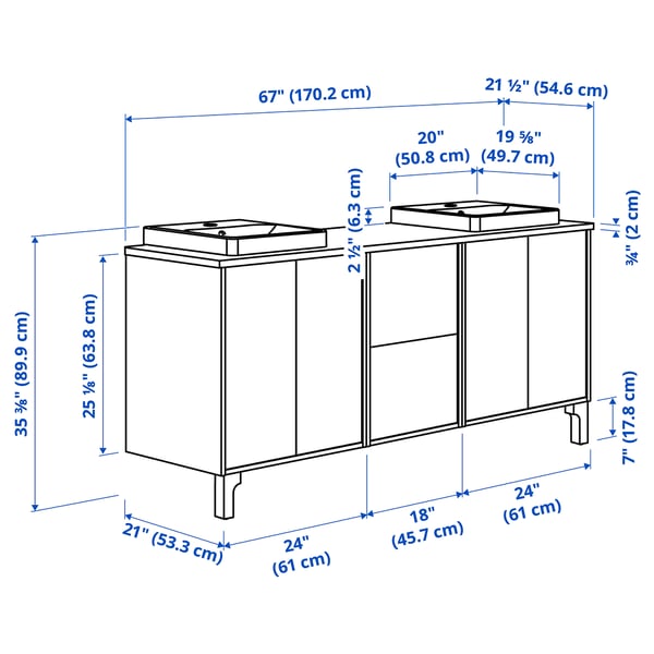 Illustration with measurements for the product: TÄNNFORSEN.