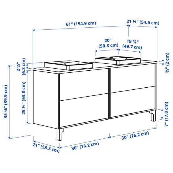 Illustration with measurements for the product: TÄNNFORSEN.