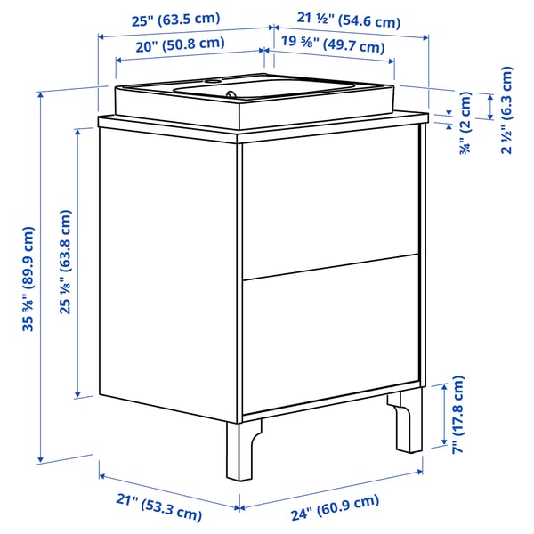 Illustration with measurements for the product: TÄNNFORSEN.