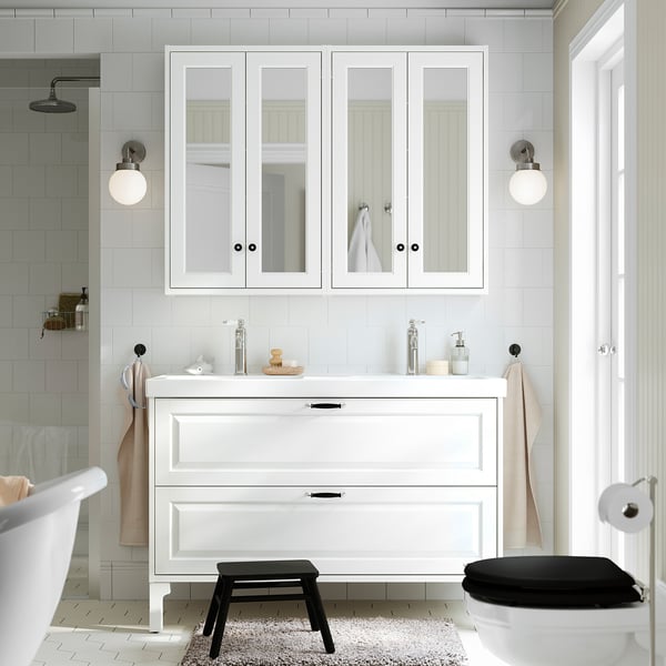 TÄNNFORSEN / ORRSJÖN Vanity with drawers, white, 49x21 3/4x34 5/8 "