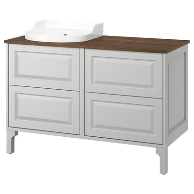 TÄNNFORSEN / RUTSJÖN Vanity, light gray/brown walnut effect, 49x21 1/2x37 1/8 "