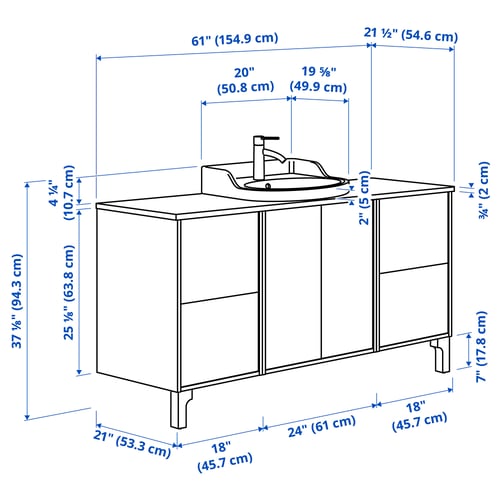 Illustration with measurements for the product: TÄNNFORSEN.