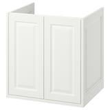 White TÄNNFORSEN bathroom cabinet, rectangular with bevelled details, wall-mountable, made from fiberboard and particleboard.