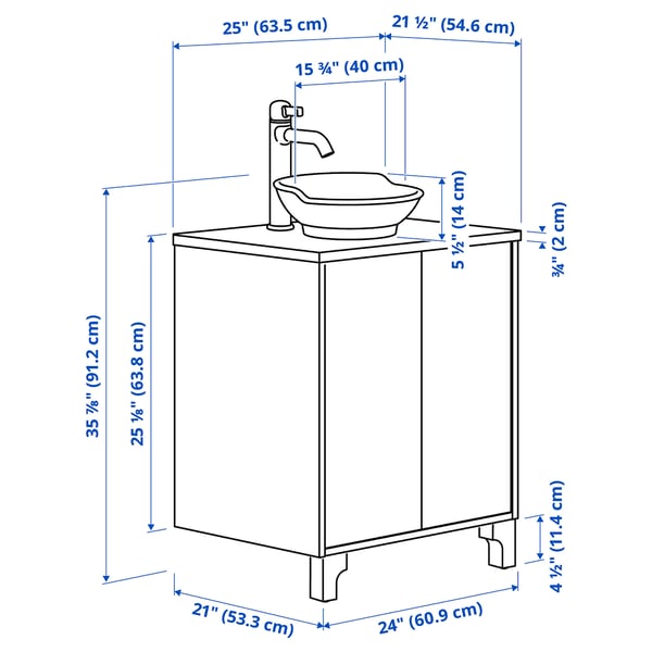 Illustration with measurements for the product: TÄNNFORSEN.