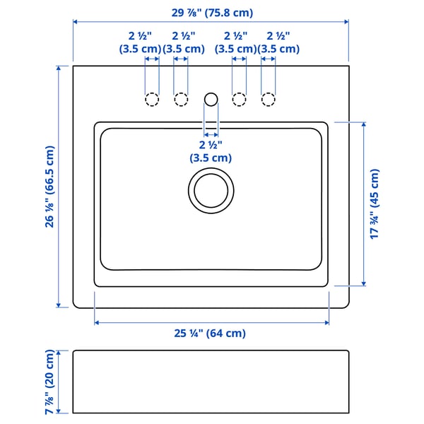 Illustration with measurements for the product: TALLSJÖN.