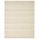 A beige, rectangular wool rug with a subtle texture.
