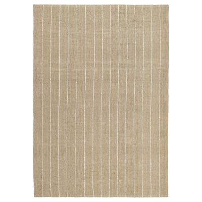 TIOKRONA rug: beige jute with white stripes, rectangular, flatwoven.