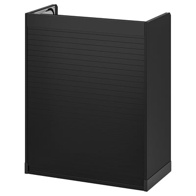 TITTEBO black kitchen appliance cabinet, sleek design, tambour door for space-saving storage.