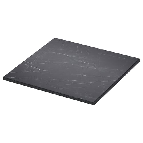 Black marble-look foil countertop, square, sleek design.