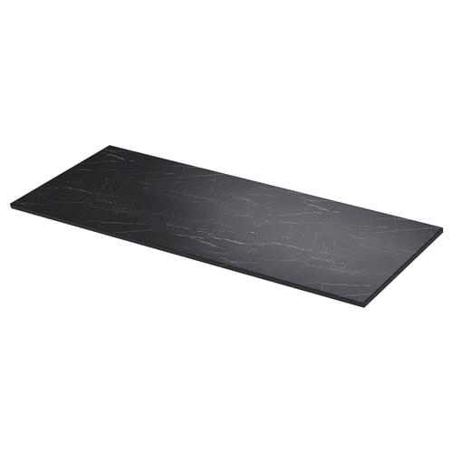 Black rectangular TOLKEN countertop, marble-effect foil, sleek design.