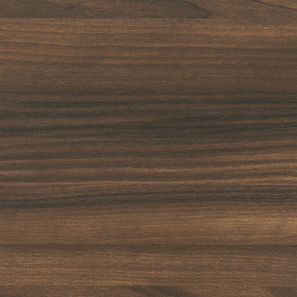 Close-up of brown laminate with fine, parallel wood grain texture, smooth and inviting.