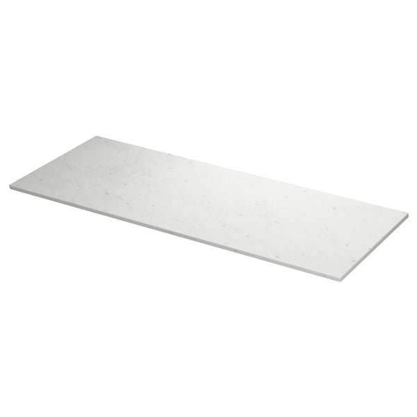White marble-look TOLKEN bathroom countertop in fiberboard with melamine foil.