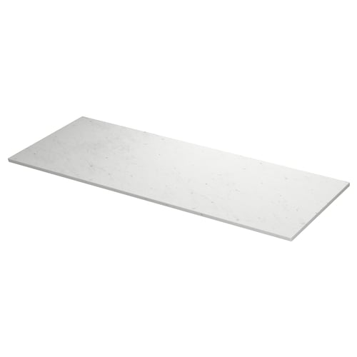 White marble-look TOLKEN bathroom countertop in fiberboard with melamine foil.