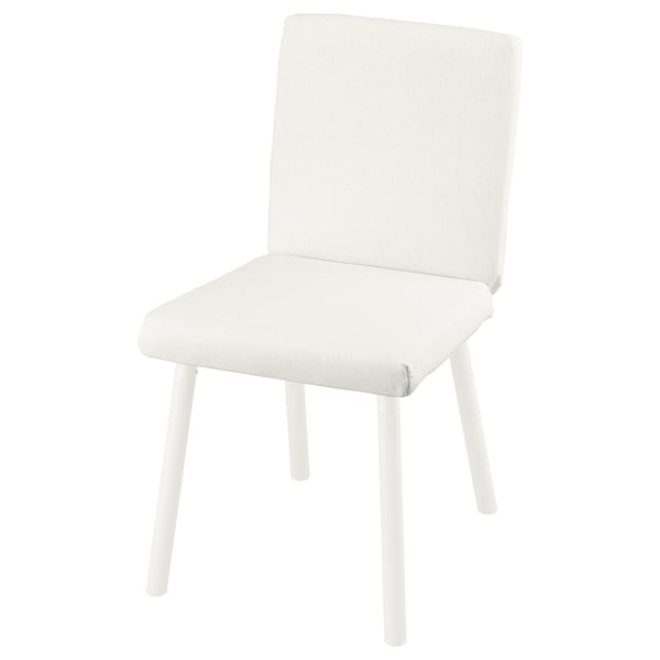 A white TONSTAD chair with a padded seat and back, featuring solid wood legs and a modern design.