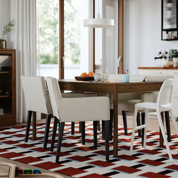 TONSTAD / MÅRENÄS Table and 4 chairs, brown oak veneer/Gunnared beige black, 55 1/8/77 1/8x33 1/2 "